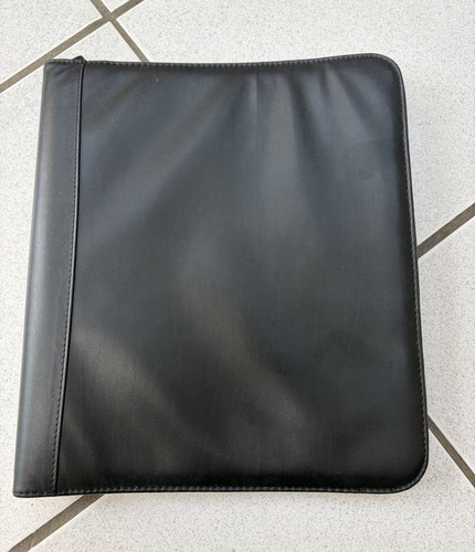 Black faux leather zip ring - faux, a4